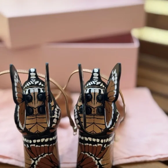 Sophia Webster Black and Brown Butterfly Sandals - Picture 8 of 11